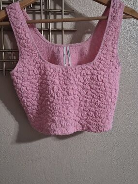 Anthropologie Pink Textured Tank Top